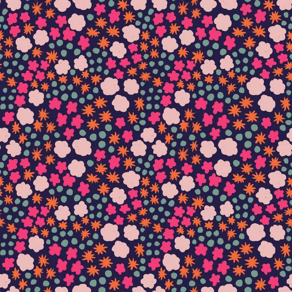 Hand Drawn Seamless Pattern Pink Turquoise Flower Floral Elements Ditsy — Stock Photo, Image