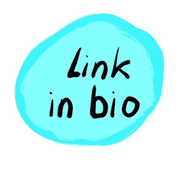 Ilustração Desenhada Mão Link Adesivo Forma Azul Turquesa Bio Palavras — Fotografia de Stock