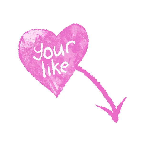Hand Drawn Illustration Click Here Your Pink Heart Shape Sticker — Stock Photo, Image
