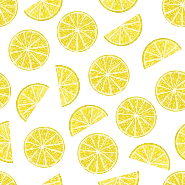 Sarı limon meyvesinin elle çizilmiş kusursuz çizimi. Suluboya narenciye ağacı doğa baskısı, renkli yaz vejetaryen bitkisi, olgun sulu bitki, tekstil ambalaj kağıdı duvar kağıdı için.