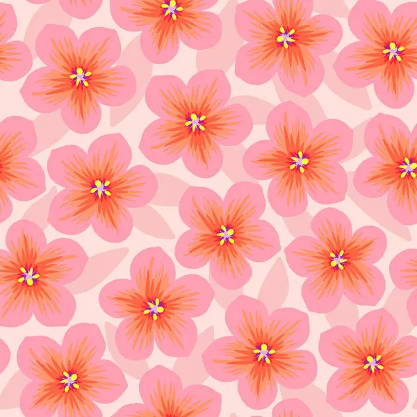 Handgezeichnetes Nahtloses Muster Mit Floralen Blumen Pfirsichfuzz Apricot Orange Ornament Stockbild