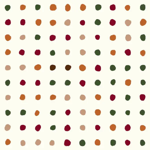 Handgezeichnetes Nahtloses Muster Mit Beigen Marsala Grünen Geometrischen Kreisen Auf Stockbild