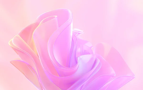 Beauty romantic light rose wavy abstract elegant background. Curling futuristic cloth airy elements.