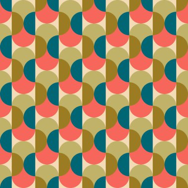 Aesthetic mid century printable seamless pattern with retro design. Decorative 50`s, 60's, 70's style Vintage modern background in minimalist mid century style for fabric, wallpaper or wrapping clipart