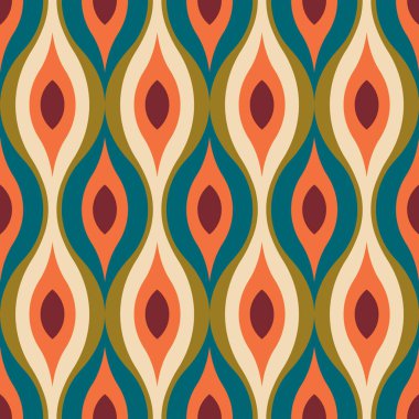 Aesthetic mid century printable seamless pattern with retro design. Decorative 50`s, 60's, 70's style Vintage modern background in minimalist mid century style for fabric, wallpaper or wrapping