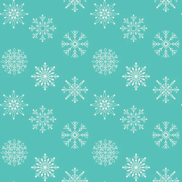 Merry Christmas Happy New Year Seamless Pattern Various Snowflakes Modern — Stock Vector