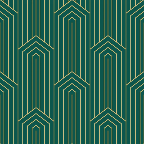 Nahtloses Vintage Art Deco Muster Line Art Geometrische Goldformen Moderne — Stockvektor