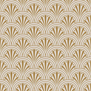 Klasik Art Deco Kusursuz Desen. Çizgi sanat geometrik altın şekiller. Modern süslemeler vektör illüstrasyonu. Kumaş, duvar kağıdı veya ambalaj için Gatsby zarif arkaplan