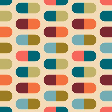 Aesthetic mid century printable seamless pattern with retro design. Decorative 50`s, 60's, 70's style Vintage modern background in minimalist mid century style for fabric, wallpaper or wrapping