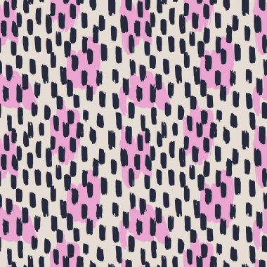 Elle çizilmiş çiçek şekilleri, benekler, noktalar ve dokuları olan soyut, kusursuz desenler. Canlı boho baskısı. Modern kolaj vektör illüstrasyonu