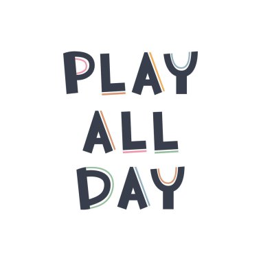 Bütün gün boho tarzında güzel el çizimi cümleler kur. Çocuk odası için karikatür baskısı. Duş davetiyesi, doğum günü, çocuk partisi, kitap kapağı, poster tasarımı