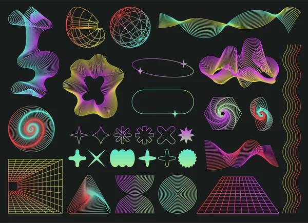 Conjunto Formas Geométricas Abstractas Trending Futuristic Line Design Elements Infographic — Vector de stock