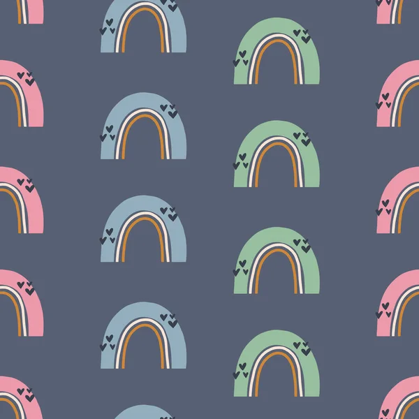 可愛い手描きのシームレスなパターンでBohoスタイル 保育園のための漫画の人形プリント シャワー招待状 誕生日 子供パーティー ブックカバー ポスターのデザイン — ストックベクタ