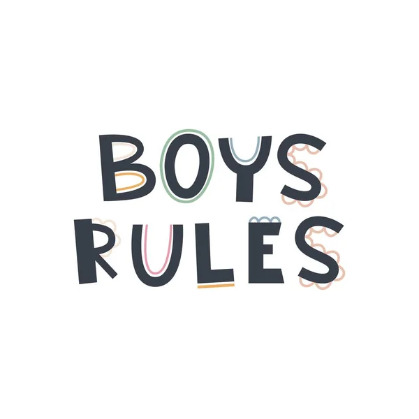 Χαριτωμένο Χέρι Που Φράση Boys Κανόνες Στυλ Boho Ανάγλυφο Καρτούν — Διανυσματικό Αρχείο