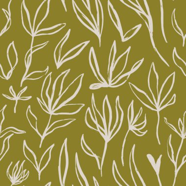 Elle çizilmiş çiçek şekilleri, benekler, noktalar ve dokuları olan soyut, kusursuz desenler. Canlı boho baskısı. Modern kolaj vektör illüstrasyonu