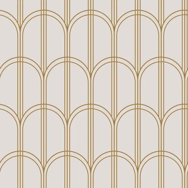 Vintage Art Deco Seamless Pattern Line Art Geometric Gold Shapes — Stock Vector