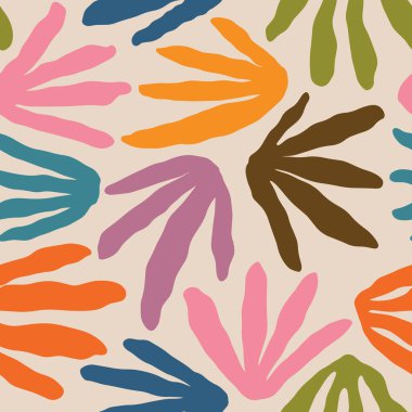 Estetik Çağdaş, basılabilir, modaya uygun, dikişsiz çiçekler. Dekoratif Hippi Saflığı 60 'lar, 70' ler tarzı vintage boho arka planı kumaş, duvar kağıdı ya da ambalaj için minimalist stil