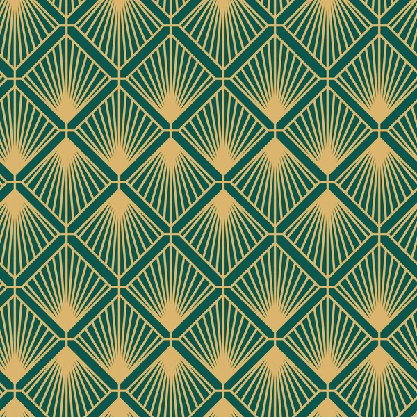 Vintage Art Deco Seamless Pattern Line Art Geometric Gold Shapes — Stock Vector