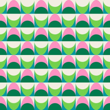 Temel geometrik basılabilir, soyut, zarif çizgi şeklindeki, parlak renklerle çizilmiş, dikişsiz desen. Minimalist orta yüzyıl stil duvar sanatında modern basit arkaplan