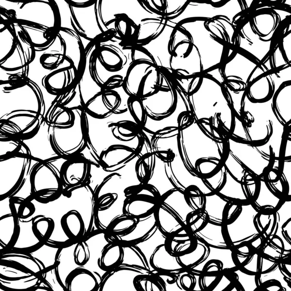 Эстетический Современный Бесшовный Рисунок Абстрактной Линией Точкой Мазком Кисти Черно — стоковый вектор