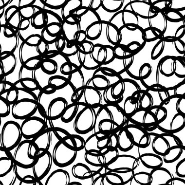 Soyut çizgi, nokta, siyah ve beyaz renkte fırça darbesi ile estetik çağdaş yazdırılabilir dikişsiz desen. Duvar kağıdı kumaşı için minimalist stil vektör illüstrasyonunda Boho arkaplanı