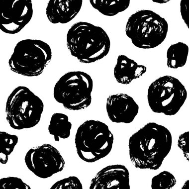 Soyut çizgi, nokta, siyah ve beyaz renkte fırça darbesi ile estetik çağdaş yazdırılabilir dikişsiz desen. Duvar kağıdı kumaşı için minimalist stil vektör illüstrasyonunda Boho arkaplanı