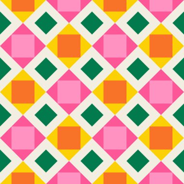 Temel geometrik basılabilir, soyut, zarif çizgi şeklindeki, parlak renklerle çizilmiş, dikişsiz desen. Minimalist orta yüzyıl stil duvar sanatında modern basit arkaplan