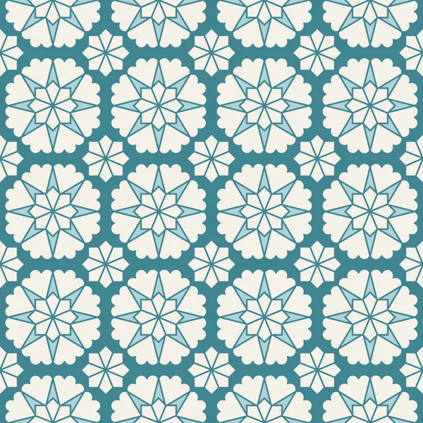 Arabic Geometric Mosaic Printable Seamless Pattern Abstract Moroccan Print Blue — Stock Vector