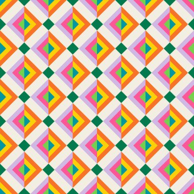 Temel geometrik basılabilir, soyut, zarif çizgi şeklindeki, parlak renklerle çizilmiş, dikişsiz desen. Minimalist orta yüzyıl stil duvar sanatında modern basit arkaplan
