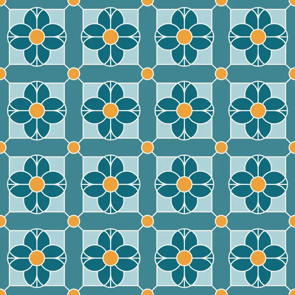 Arabská Geometrická Mozaika Tisknutelný Bezešvý Vzor Abstraktním Marockým Potiskem Modré — Stockový vektor