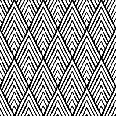 Soyut çizgi, nokta, siyah ve beyaz renkte fırça darbesi ile estetik çağdaş yazdırılabilir dikişsiz desen. Duvar kağıdı ve kumaş için minimalist stil vektör illüstrasyonunda Boho arkaplanı