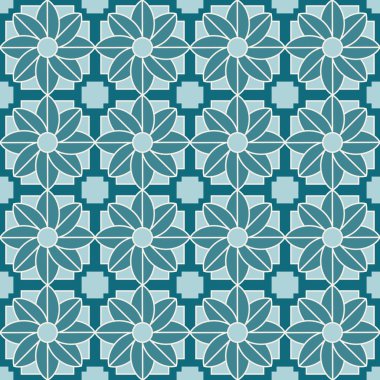 Soyut Fas baskılı mavi ve turuncu renklerde Arapça geometrik basılabilir dikişsiz desen. Ramazan Kareem Geleneksel İslami Sanat İllüstrasyon geçmişi.