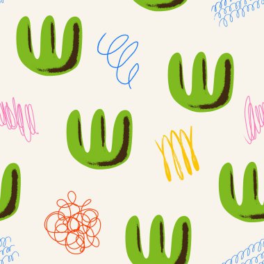 Elle çizilmiş şekiller, noktalar, karalamalar ve çizgiler ile estetik, çağdaş, pürüzsüz desen. Canlı grunge geometrik gaddarlık 2000 'lerin baskısı. Modern kolaj vektör illüstrasyonu.