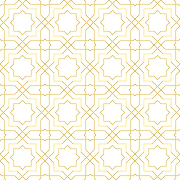アラビアの幾何学的なモザイク印刷可能なシームレスなパターン 抽象的なモロッコ語は青とオレンジ色で印刷します ラマダンカレム 伝統的なイスラム美術イラストの背景 — ストックベクタ