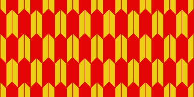 Geometrik Asya çizgisi, geleneksel doğu şekilleri, çiçek süslemeleri ve dalgalarla kusursuz desen. Çin Yeni Yıl Dekorasyonu için kırmızı ve altın rengi Japon baskısı. Lüks retro vektör illüstrasyonu.