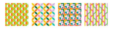 Özellikli geometrik basılabilir, soyut, zarif çizgi şeklindeki, parlak renklerle çizilmiş, dikişsiz desenler. Minimalist orta yüzyıl stil duvar sanatında modern basit arkaplan