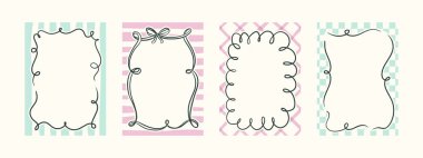 İlkbahar kaprisli el yapımı pembe turuncu yeşil çerçeveler dalgalı çizgiler ve modaya uygun klasik tarzlarda çizgiler. Tuhaf bir tatil, düğün, doğum günü hediyesi süslemeleri için mükemmel..