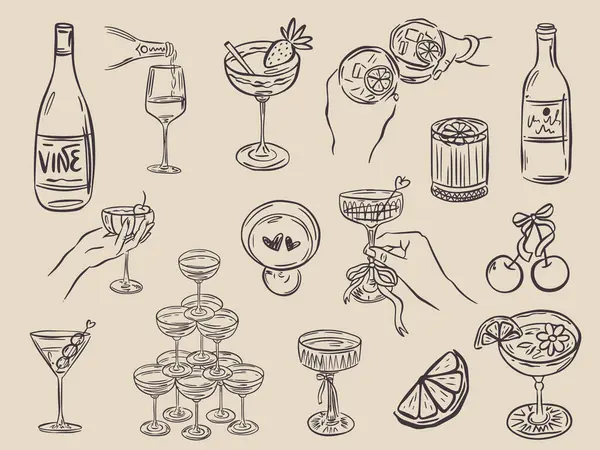 Garip el yapımı bar menüsü çizimleri modaya uygun kaprisli bir tarzda. Tuhaf İtalyan düğün tatili için mükemmel karalama, poster, yemek ve bar menüsü, bekarlığa veda partisi, doğum günü davetiyesi, işaret.