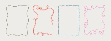 Bir dizi zarif el yapımı pembe turuncu yeşil renkli çerçeveler dalgalı kıvrımlı kıvrımlı kıvrımlı kurdeleler ve modaya uygun klasik tarzlar. Tuhaf bir tatil, düğün, doğum günü hediyesi süslemeleri için mükemmel..