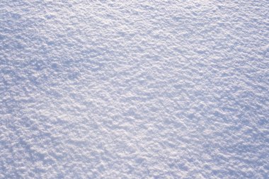 Snow surface close-up. Winter sunny day, frosty mood. Natural texture background. Copy space, top view.