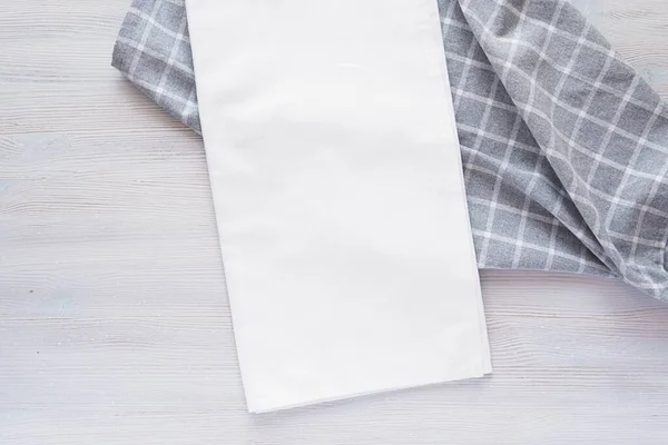 White Plain Fabric Kitchen Towel Napkin Mockup Place Design Logo Stockafbeelding