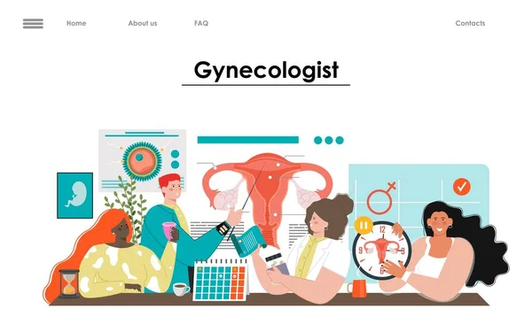 Gynäkologie Und Frauengesundheit Online Service Vektor Zielseite Gynäkologe Termin Web — Stockvektor
