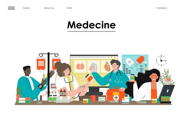 Online Medizin Service Vektor Landing Page Design Template Telemedizin Telemedizin — Stockvektor