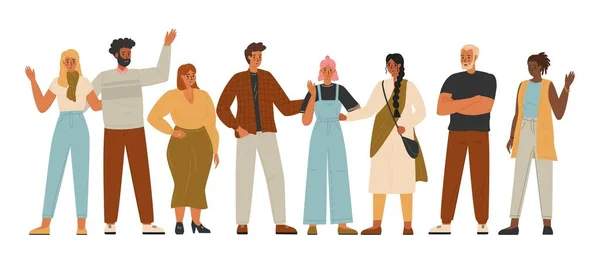 Разнообразная Группа Людей Изолирована Белом Фоне Векторная Иллюстрация Люди Разных — стоковый вектор
