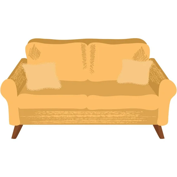 ソファベクトル 家具のアイコン クッションデザインのリビングルームティー白を基調とした室内イラスト ストックイラスト