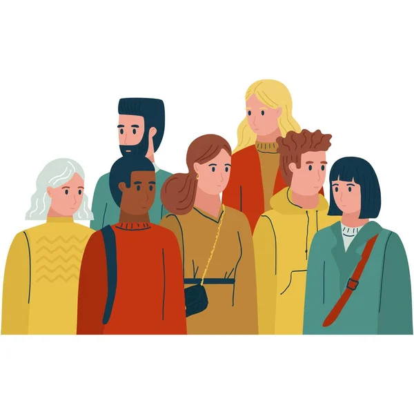 Различные Люди Групповые Векторные Иллюстрации Мультикультурная Команда Межрасовые Женщины Мужчины — стоковый вектор