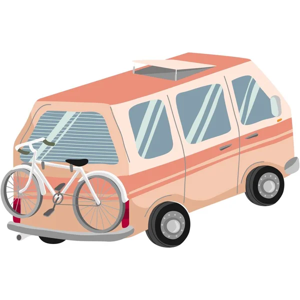 Campervan Vector Van Car Icon Camper Caravan Trailer Illustration Travel — Stock Vector