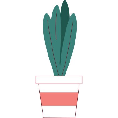 Sulu bitki ikonu. Beyaz arkaplanda izole edilmiş ot vektöründeki düz kaktüs