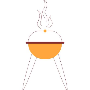 Barbekü ızgara vektörü. Beyaz arka planda izole edilmiş piknik partisi ikonu için barbekü. Sosis, biftek, sığır eti veya tavuk eti pişirmek için kızartma makinesi