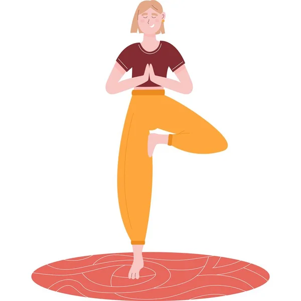 Yoga Egzersiz Ikonu Beyaz Arka Planda Izole Bir Şekilde Ağaç — Stok Vektör